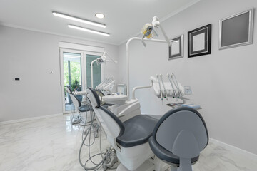 Dental clinic interior with equipment
