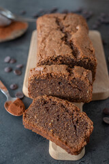 sweet home made chocolate sponge cake on a table