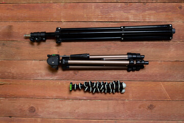 top view of different types of tripods for cameras