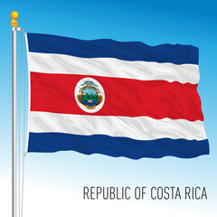Costa Rica official national flag, american country, vector illustration
