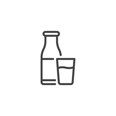 Milk glass and bottle line icon