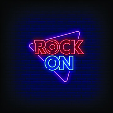 Rock On Logo Neon Signs Style Text Vector