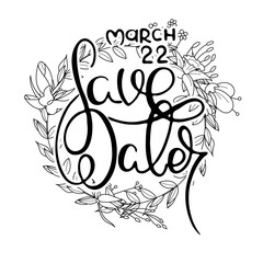 Hand lettering grunge card with flower background. Handcrafted doodle letters in retro style. Hand-drawn vintage typography