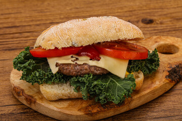 Italian ciabatta bread with burger