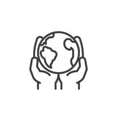 Save the Earth planet line icon