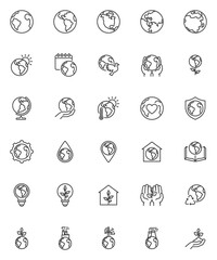 World Environment Day line icons set