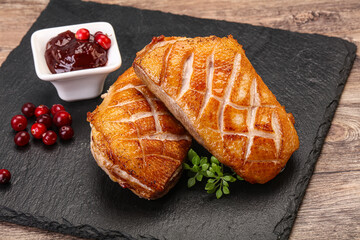 Roasted duck breast with sauce