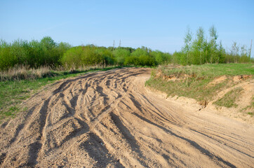 Fototapeta na wymiar Sand track of the race track for competitions