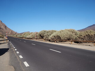 The road to the Teide volcano. Tenerife, Canary Islands, Spain. Highest point in Spain 