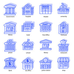 Fototapeta premium Building icon set. the icon can be used for application icon, web icon, infographics, Editable stroke. Design template vector
