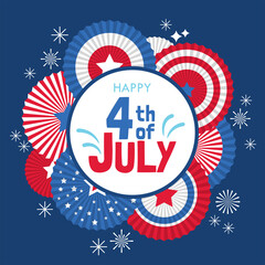 4th of july USA Independence day abstract background. Template for cards, stickers and party invitations. - obrazy, fototapety, plakaty