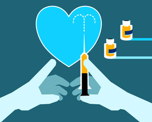 vaccine hands with heart vector illustration