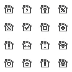 Real estate related line icons set