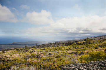 Fototapeta na wymiar volcanic landscape with clouds and sky