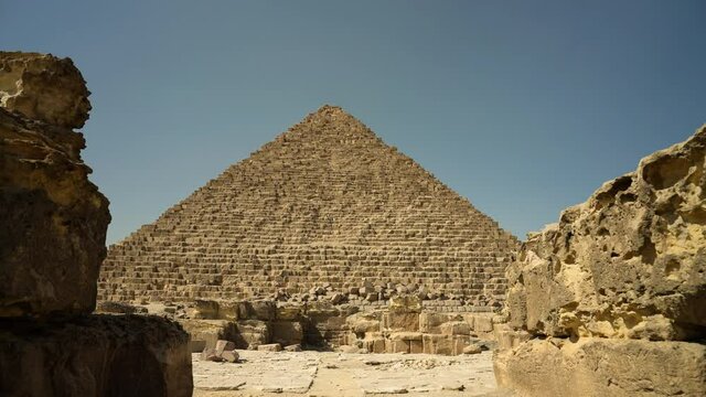 Beautiful Pyramid of Giza in Cairo, Egypt -wide reveal