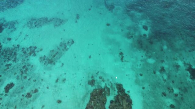 Reverse Flyover Above Jinek's Bay, Natural Marine Reserve Lifou, New Caledonia.