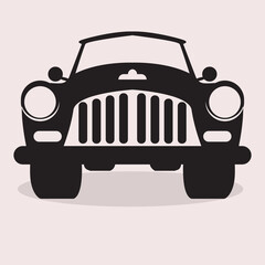 Muscle Classic or retro car front view. Flat and solid color vintage vector illustration.