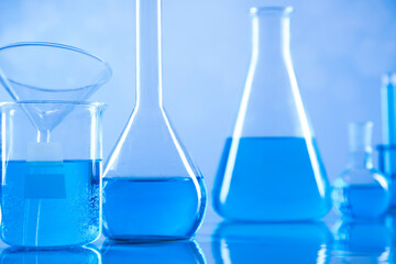Laboratory Research and Development. Scientific glassware for chemical experiment