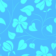 Vector illustration. Blue seamless background with spring flowers pattern. EPS 8