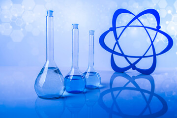Atom, Glassware, Laboratory beakers,Science experiment