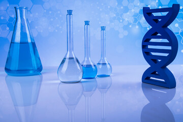 Dna, Development, Scientific glassware for chemical experiment.