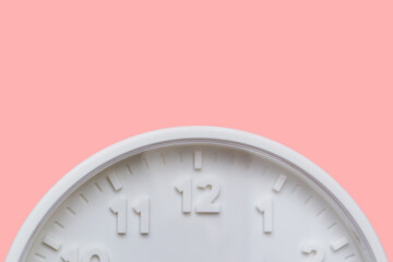 White clock on white wall background. quality photo