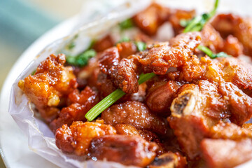 A delicious Chinese dish, paper-wrapped pork ribs