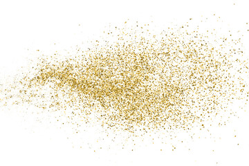 Fototapeta na wymiar Gold Glitter Texture Isolated On White. Amber Particles Color. Celebratory Background. Golden Explosion Of Confetti. Vector Illustration, Eps 10.