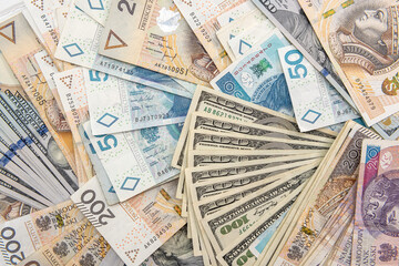 Background of USD and PLN banknote