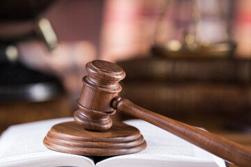 Law wooden gavel barrister, justice concept, legal system concept