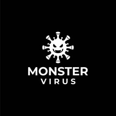 Fototapeta premium Bold, masculine Logo design about a virus monster on a black background. EPS10, Vector.