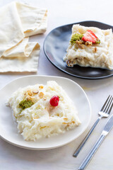 Turkish Traditional Ramadan Dessert Gullac. Dessert from Ottoman Cuisine.