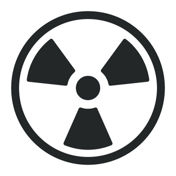 Radioactive symbol icon. Nuclear radiation warning sign. Atomic energy logo label. Vector illustration image. Isolated on white background.
