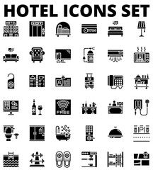 Hotel icon set, Solid and perfect pixel style