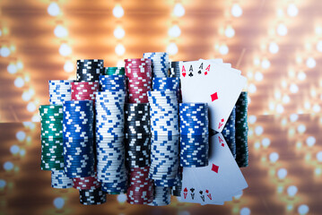 Obraz premium Poker Chips on gaming table