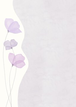 Vertical Tender Lilac Background With Watercolor Flowers For Text