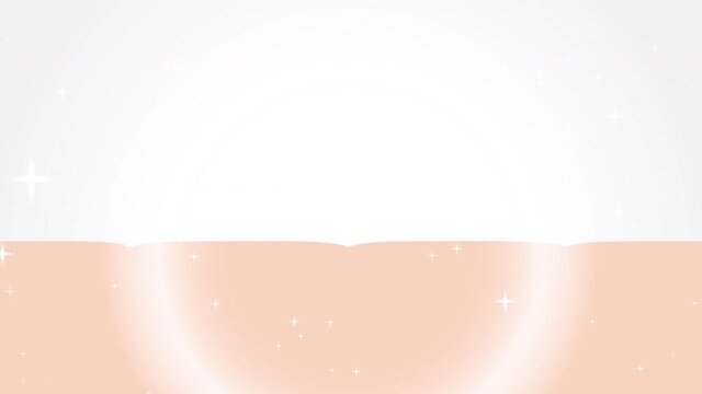 荒れた皮膚と弾力のある肌とローションが落ちるイラスト動画