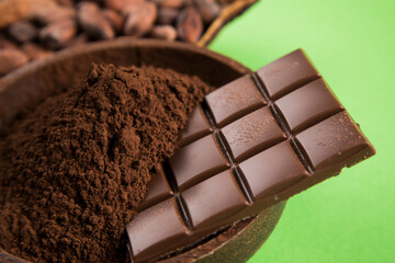 Chocolate sweet, cocoa and food dessert background