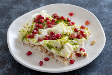 The traditional Ramadan dessert gullac. Milk dessert.