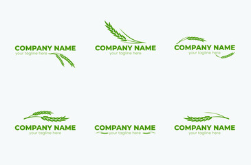 rice or wheat green eco logo bundle