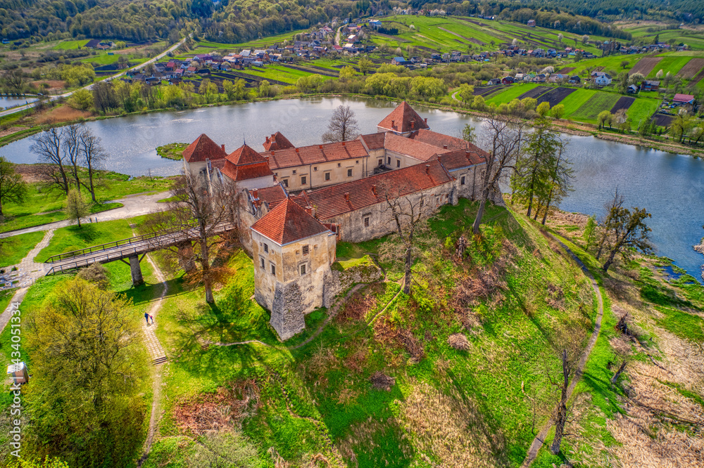 Sticker aerial shot of svirzh castle in