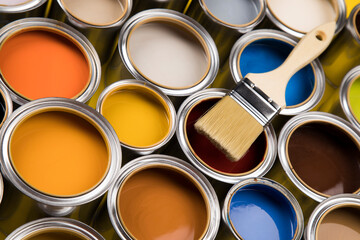 Rainbow colors, Paint can with a paintbrush
