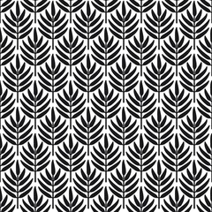 Art-Deco pattern, black leaves branch. Vector seamless pattern, made in Art-Deco style.
