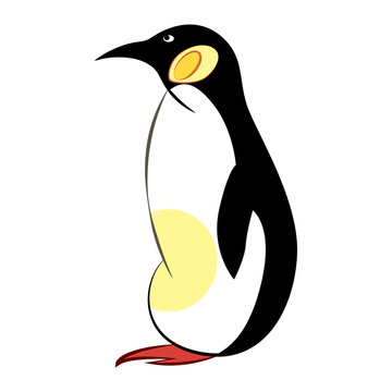 Simple image of the penguin. Emperor penguin for decoration design. Cartoon character design set. Vector drawing. Beautiful penguin, great design for any purposes. Winter vector illustration. 