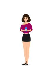 Girl with gadgets - flat design style character