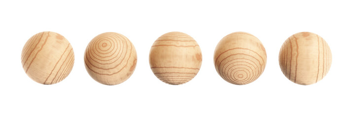 Wooden balls isolated on white background.