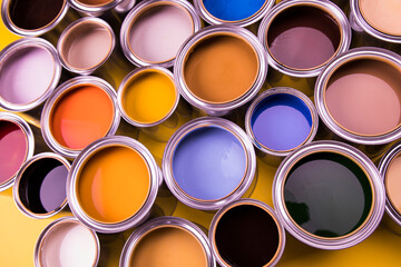Background from multi color cans of paint