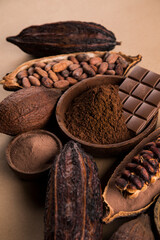 Chocolate sweet, cocoa and food dessert background