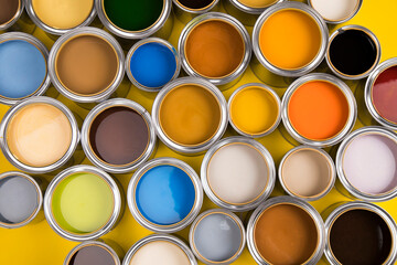 Background from multi color cans of paint