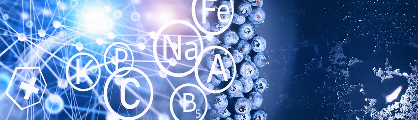 Water drops on ripe sweet blueberry. Fresh blueberries background with copy space for your text....